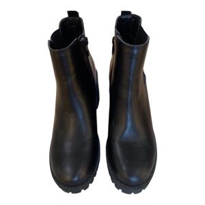 New Top Moda Black Ankle Boots Zip Closure Size 6.5 Chunky Heel No Box